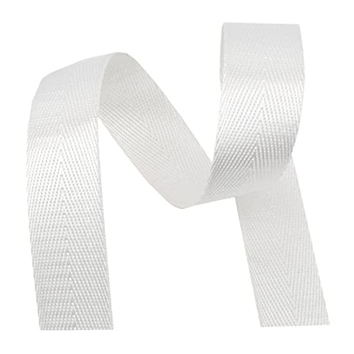 Bandwebe Nylon-Gurtband 25 mm 38 mm, Fischgräten-Twill-Polstergurt for Taschen(White,38MM x 10Yards) von CHAASDEOM