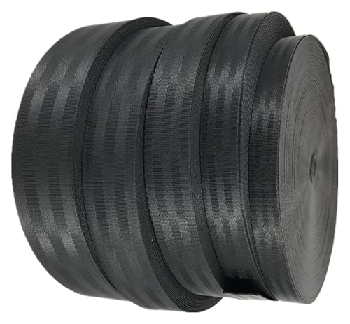 Bandwebe Schwarzes Nylon-Gurtband for Taschen, Klebeband for Hundehalsband, Rucksack, Rucksack, Gürtel, DIY-Bänder, Schrägband(Black x 10 yards,20mm) von CHAASDEOM