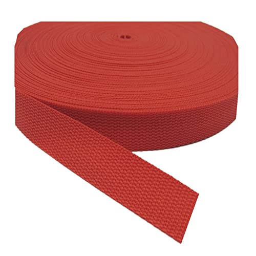 Bandwebe Strapazierfähiges Polypropylen-Gurtband for Rucksack-Umreifung, Nähen, DIY-Zubehör, 10 Yards/Rolle(Red,25mm) von CHAASDEOM