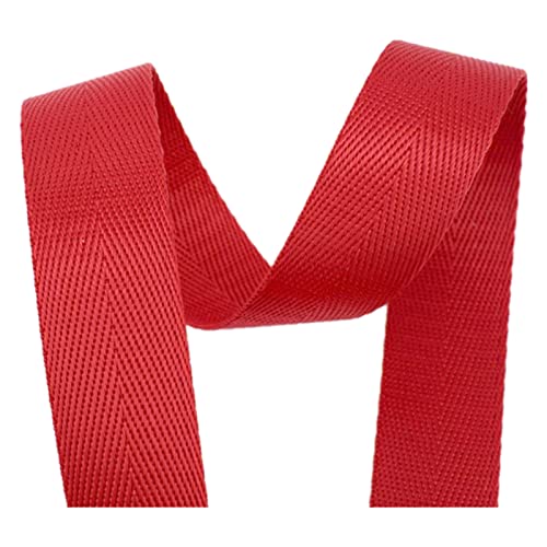 CHAASDEOM Bandwebe Nylon-Gurtband 25 mm 38 mm, Fischgräten-Twill-Polstergurt for Taschen(Red,38MM x 5Yards) von CHAASDEOM