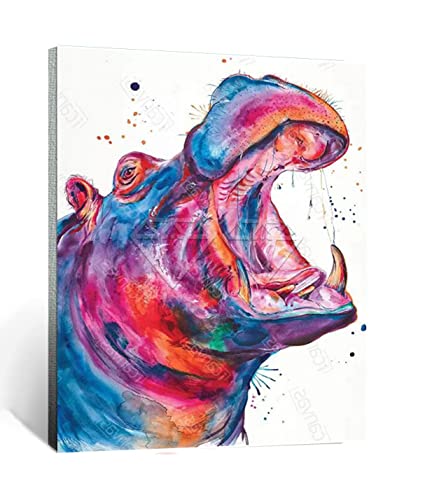 CHAHU Malen nach Zahlen Aquarell Anime Karte Nilpferd Tier Für Erwachsene und Kinder DIY Ölgemälde Geschenk-Kits Vorgedruckte Leinwand Kunst Home Decoration 16x20 Zoll rahmenlos von CHAHU