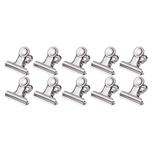 Aktenklammern aus Edelstahl Briefklammern aus Edelstahl, kleine Bulldog-Clips, Büroklammer, Lebensmittelbeutel-Clip for Etiketten, Taschen, Büro, Zuhause, Küche, 31 mm, 10er-Pack von CHAKEUZND