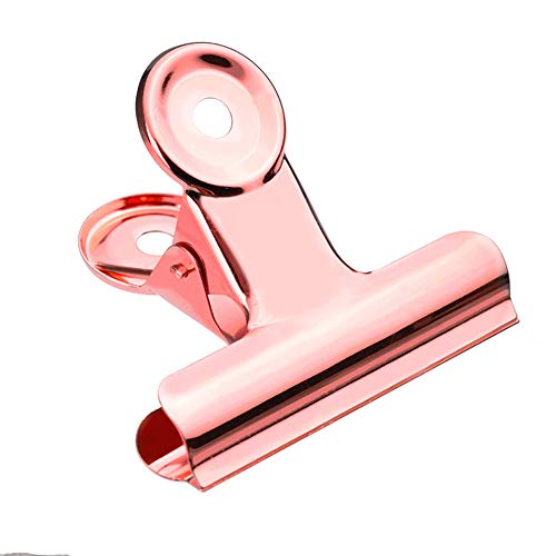 Aktenklammern aus Edelstahl Büroklammern, 22 mm, Büro-Papierklammer, Metall-Binderclips for Etiketten, Taschen, Geschäfte, Bilder, Fotos, Büro und Küche zu Hause, 10 Stück(Rose Gold) von CHAKEUZND