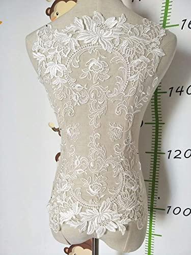 mit Sticknadeln, 3D Flower Beaded Sequinned lace Applique Motif Sewing Bridal Wedding von CHAKEUZND