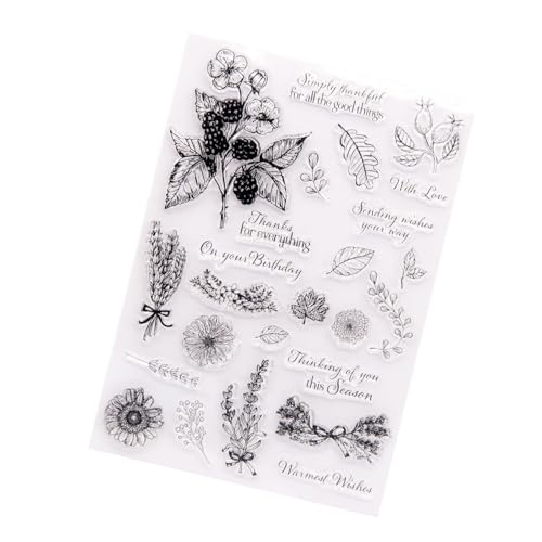 ＣＨＡＭＥＥＮ Feder Klare Stempel für Kartenherstellung Frühling Feder Blume Transparente Silikonstempel für Scrapbooking Journaling DIY Fotoalbum Handwerksbedarf von ＣＨＡＭＥＥＮ