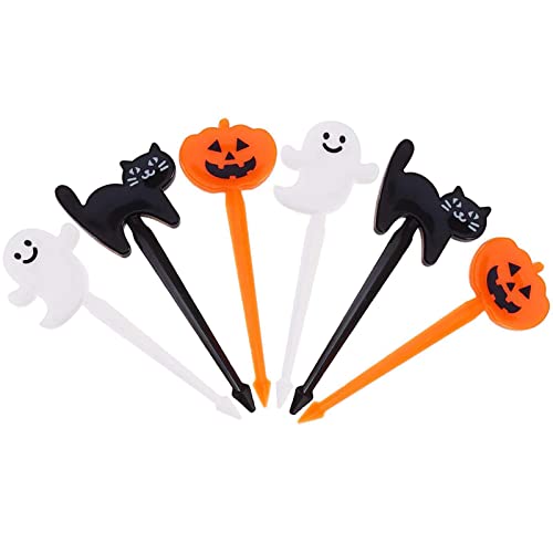 Kuchenaufsätze Halloween Cupcake Topper Plastic Halloween Picks Obst Gabel Obstgabel Tiere Zahnstocher Obstgabeln Kinder Dessert Zubehör Decor Wiederverwendbare Obst Gabeln Für Gebäck Party 6 Stück von ＣＨＡＭＥＥＮ