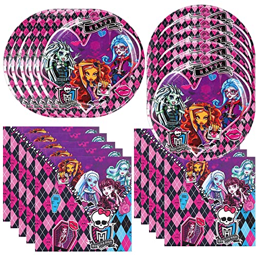 40 Stück Monster High Birthday Party Supplies beinhaltet 20 Teller, 20 Servietten für die monsterhohe Party-Dekoration von CHAMPBULL