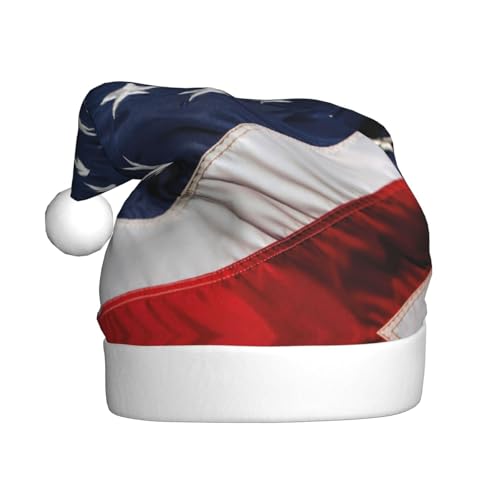 CHANGLEI Weihnachtsmütze mit amerikanischer Flagge, bedruckt, bequem, klassisch, Plüsch, Weihnachtsmannmütze für Weihnachten, festliche Party von CHANGLEI