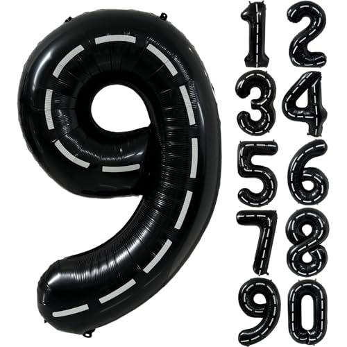 101,6 cm Rennwagen Geburtstag Luftballons Rennstrecke Schwarz Nummer 9 Ballon Groß Mylar Schwarz 9 Ballon Jungen 9 Geburtstag Rennauto Thema Party Dekor Supplies von CHANGZHONG