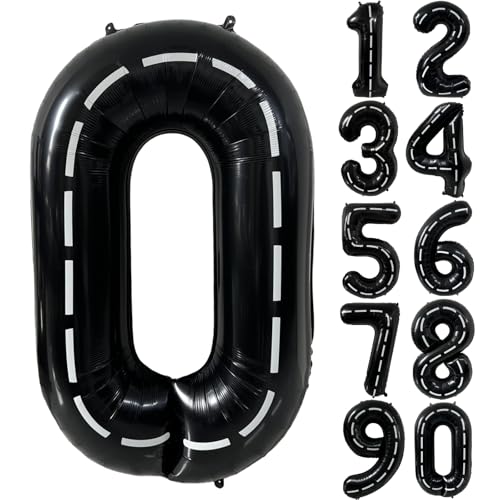 101,6 cm große Rennwagen Geburtstagsballons Rennstrecke Schwarz Zahl 0 Ballon groß Mylar Schwarz 0 Ballon Jungen 0. Geburtstag Rennwagen Themenparty Dekor Supplies von CHANGZHONG