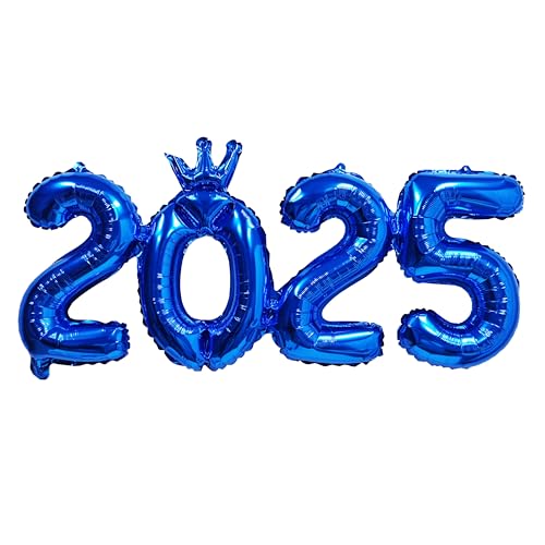 2025 Krone Siamesische Zahlen Ballon Neujahr Luftballons Abschlussdekorationen Silvester Party Supplies Zahl Folienballons Klasse 2025 Banner Hintergrund Dekoration Weihnachten Geburtstag Blau von CHANGZHONG