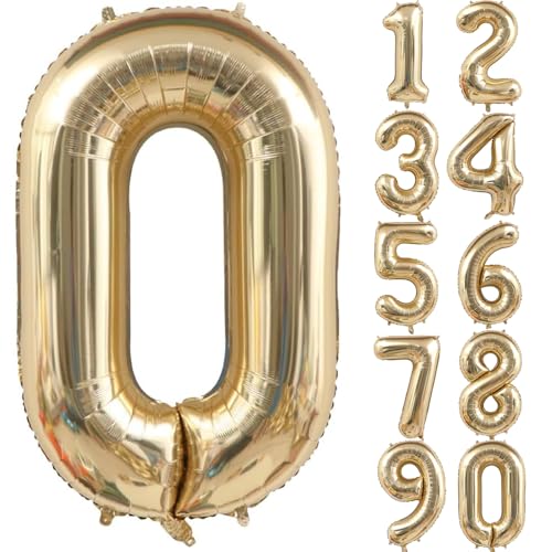 40 Zoll Gold Luftballon Zahlen 0 Champagner Gold Ballon 0. Geburtstag Deko Hell Gold Folienballon Zahl 0 Riesenzahl Ballon Party Hochzeit Kindergeburtstag Geburtstag (Nummer 0) von CHANGZHONG