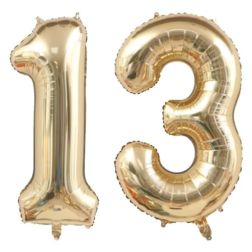 40 Zoll Gold Luftballon Zahlen 13 Champagner Gold Ballon 13. Geburtstag Deko Hell Gold Folienballon Zahl 13 Riesenzahl Ballon 13 Party Hochzeit Kindergeburtstag Geburtstag Nummer 13 von CHANGZHONG