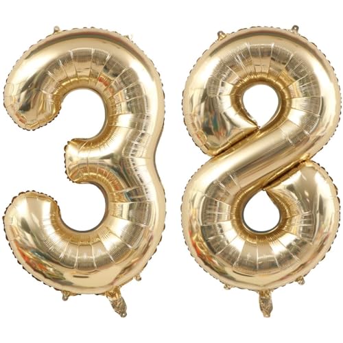 40 Zoll Gold Luftballon Zahlen 38 Champagner Gold Ballon 38. Geburtstag Deko Hell Gold Folienballon Zahl 38 Riesenzahl Ballon 38 Party Hochzeit Kindergeburtstag Geburtstag Nummer 38 von CHANGZHONG