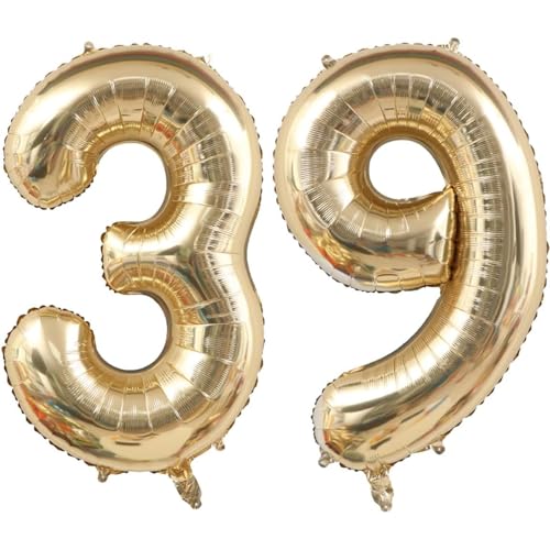 40 Zoll Gold Luftballon Zahlen 39 Champagner Gold Ballon 39. Geburtstag Deko Hell Gold Folienballon Zahl 39 Riesenzahl Ballon 39 Party Hochzeit Kindergeburtstag Geburtstag Nummer 39 von CHANGZHONG