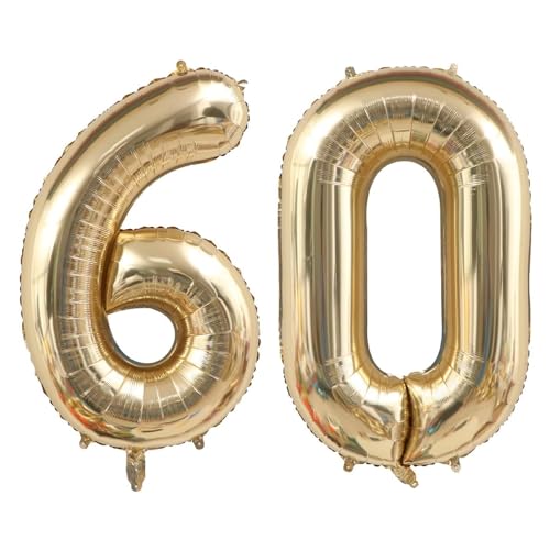 40 Zoll Gold Luftballon Zahlen 60 Champagner Gold Ballon 60. Geburtstag Deko Hell Gold Folienballon Zahl 60 Riesenzahl Ballon 60 Party Hochzeit Kindergeburtstag Geburtstag Nummer 60 von CHANGZHONG