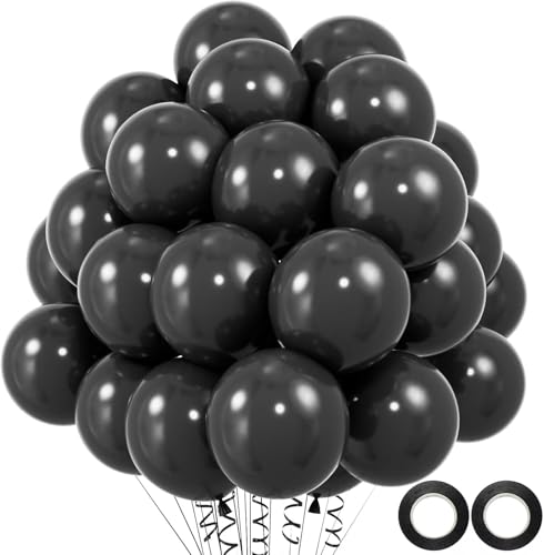 50 Stück Luftballons Schwarz Ballons 12 Zoll Latexballon Schwarz Partyballon Geburtstag Dekoration Supplies Neujahrsdekoration von CHANGZHONG