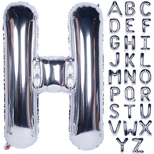 Große Mylar Folie Helium Brief Luftballons 40 Zoll Silber Luftballons Alphabet Buchstaben für Geburtstag Brautdusche Jubiläumsdekorationen(Letter H) von CHANGZHONG