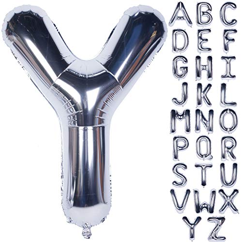 Große Mylar Folie Helium Brief Luftballons 40 Zoll Silber Luftballons Alphabet Buchstaben für Geburtstag Brautdusche Jubiläumsdekorationen(Letter Y) von CHANGZHONG