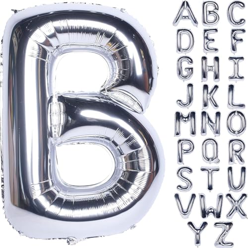 Große Mylar Folie Helium Brief Luftballons 40 Zoll Silber Luftballons Alphabet Buchstaben für Geburtstag Brautdusche Jubiläumsdekorationen(Letter B) von CHANGZHONG