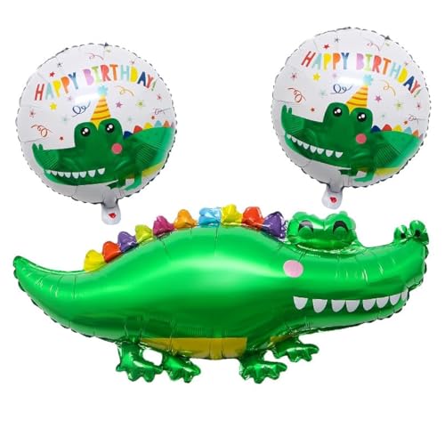 Krokodile Luftballons Grün Ballons Tiere Luftballon 3 Stück Krokodileballons Folienballon Krokodil Geburtstagsdeko Mädchen Junge Kindergeburtstag Deko Krokodile Geburtstag Party Dekoration Geschenk von CHANGZHONG