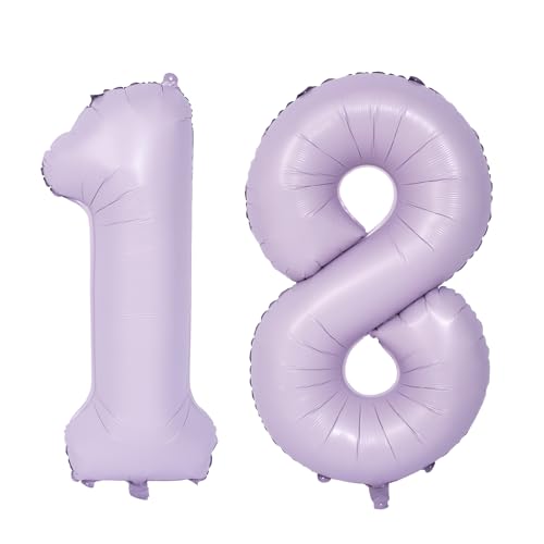 Lila Luftballon 40 Zoll Flieder Zahlenballon Groß Helles Lila Luftballon 18 Hell Lila Geburtstag Ballon lila Folienballon Zahl 18 Helium Ballon 18 Mädchen Jungen Geburtstagsdeko Jubiläum Party Deko von CHANGZHONG