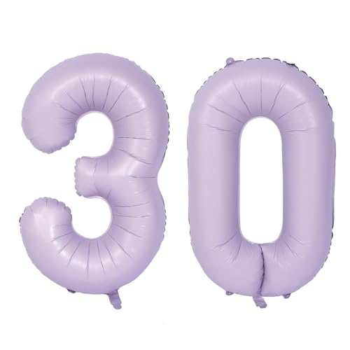 Lila Luftballon 40 Zoll Flieder Zahlenballon Groß Helles Lila Luftballon 30 Hell Lila Geburtstag Ballon lila Folienballon Zahl 30 Helium Ballon 30 Geburtstagsdeko Jubiläum Party Deko von CHANGZHONG