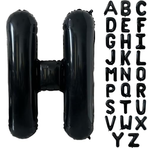 Schwarz Alphabet Ballon Große Mylar Folie Helium Brief Luftballons 40 Zoll Schwarz Luftballons Alphabet Buchstaben für Geburtstag Brautdusche Jubiläumsdekorationen(Letter H) von CHANGZHONG