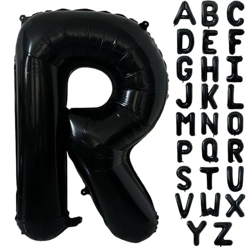 Schwarz Alphabet Ballon Große Mylar Folie Helium Brief Luftballons 40 Zoll Schwarz Luftballons Alphabet Buchstaben für Geburtstag Brautdusche Jubiläumsdekorationen(Letter R) von CHANGZHONG