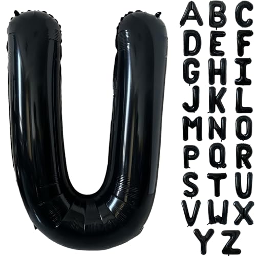 Schwarz Alphabet Ballon Große Mylar Folie Helium Brief Luftballons 40 Zoll Schwarz Luftballons Alphabet Buchstaben für Geburtstag Brautdusche Jubiläumsdekorationen(Letter U) von CHANGZHONG