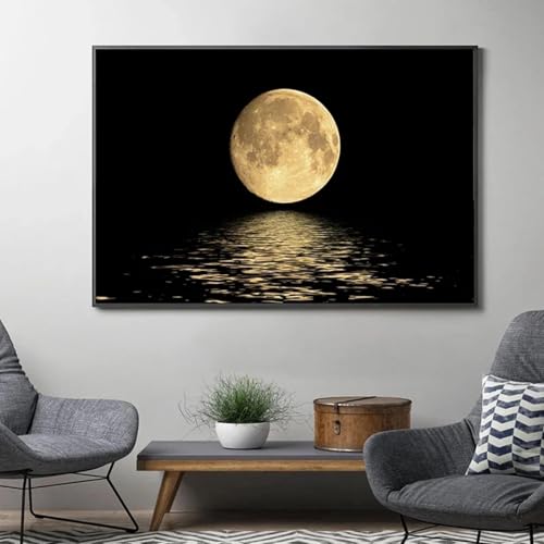 CHAOJIART Abstrakte Landschaft, Schwarz-Weiß-Mond, moderne Wandkunst, HD-Leinwanddruck, Poster, Zuhause, Wohnzimmer, Veranda, Raumdekoration, 20 x 30 cm, rahmenlos von CHAOJIART