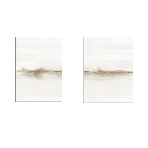 CHAOJIART Abstraktes großes Gemälde Beige Posterdruck Landschaft Wandkunst Modernes Design Leinwandgemälde Bild für Wohnzimmerdekor 50x70cm (20x28in) x2 Rahmenlos von CHAOJIART