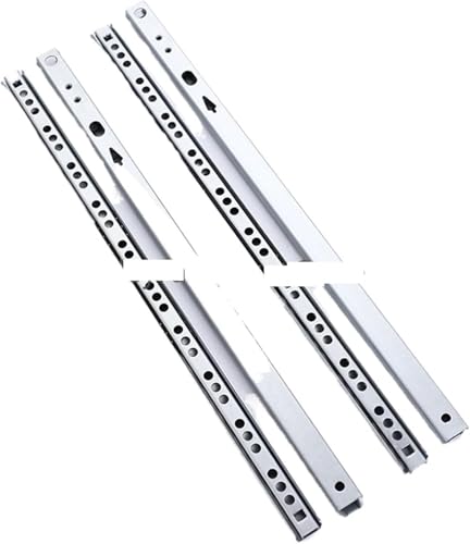 CHAOMIN Schubladenführungen, Schubladenführungen, Schubladenführungen, 1 Paar Schubladen-Kugelschienenführung aus Stahl, Zwei Abschnitte, 17 mm breite stumme Gleitschiene(278mm) von CHAOMIN