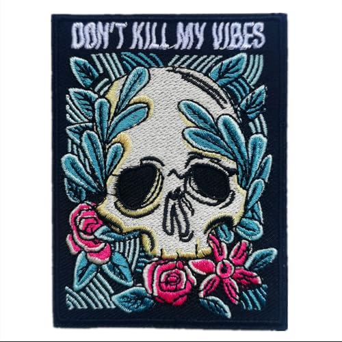 CHBROS Aufnäher zum Aufbügeln mit Totenkopf-Skelett-Motiv "Don't Kill My Vibes", für Kleidung, Jacken, T-Shirts, Rucksäcke usw von CHBROS