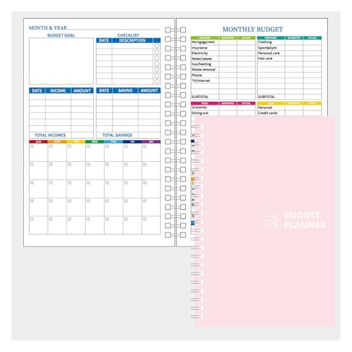 CHCWIS Inspirierende Notizbücher 2 stücke 50 blätter Budget Planer Monatliche Rechnung Organizer PVC Hardcover Budget Buch for Ersparnisse Schulden Ausgaben Tracking Notebook(Pink) von CHCWIS