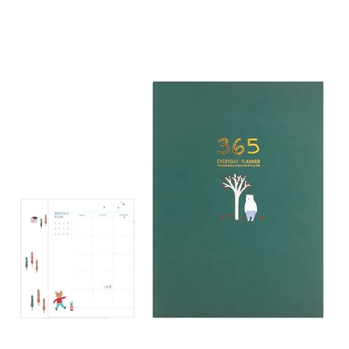 CHCWIS Inspirierende Notizbücher 2 stücke Täglichen/Monatlichen Planer Notebook Kawaii Kalender Tagebuch Journal Notizblock Zeitplan Buch Büro Schreibwaren Büro Zubehör(Green) von CHCWIS