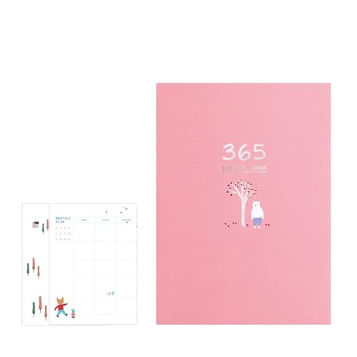 CHCWIS Inspirierende Notizbücher 2 stücke Täglichen/Monatlichen Planer Notebook Kawaii Kalender Tagebuch Journal Notizblock Zeitplan Buch Büro Schreibwaren Büro Zubehör(Pink) von CHCWIS