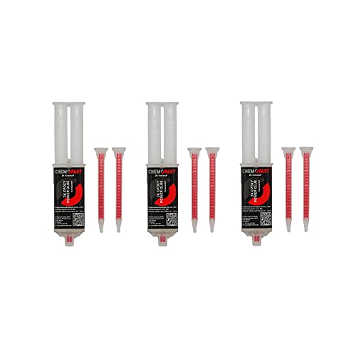 CHEMOFAST 2K Epoxy Power Glue, 2 Komponenten-Epoxidharz Kleber, Metall Stein Kunststoff, innen & außen, transparent, 3 x 25ml inkl. 6 Mischer von CHEMOFAST