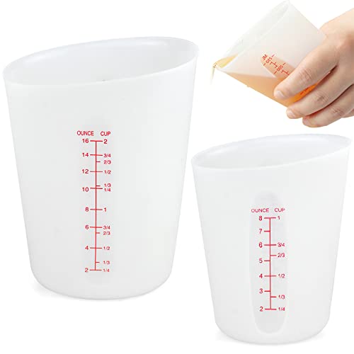 CHENEVER 2 Stück Messbecher aus Silikon, 250ml/500ml Epoxidharz Mischbecher mit Skala Clear, Silicone Measuring Cups für Gießformen, Diy Handmade, Basteln, Küche von CHENEVER