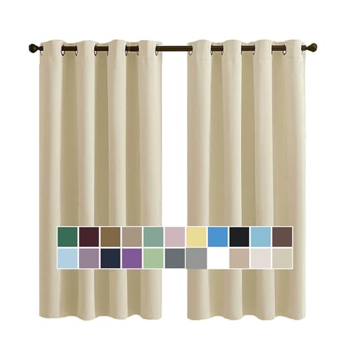 CHENG Doppellagige VerdunklungsvorhäNge, Verdunkelungsvorhang, Verdunkelnd Geräuschreduzierung leichte weiche, für Schal Schlafzimmer Kinderzimmer Wohnzimmer, 90x200cm(HöhexBreite), Beige, 2er Set von CHENG