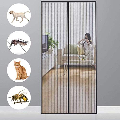 CHENG Fliegengitter Balkontür, Insektenschutz balkontür magnetisch 80x190cm, Luft kann frei strömen Magnetvorhang insektenschutz für Türen/Patio/Windows, Schwarz von CHENG