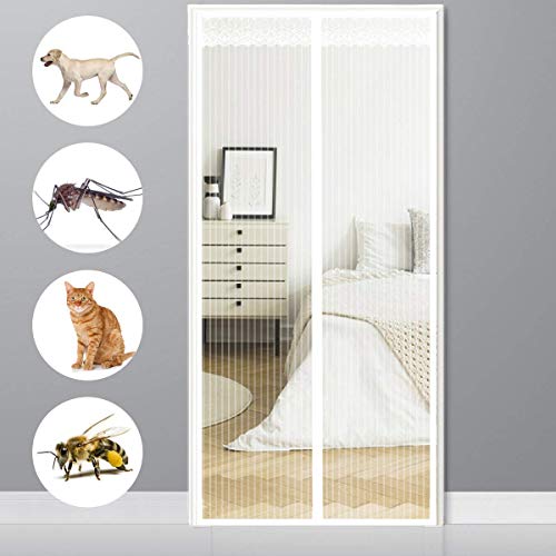 CHENG Insektenschutz balkontür, Insektenschutz balkontür magnetisch 80x210cm, Luft kann frei strömen Magnet Fliegengitter Tür für Türen/Patio/Windows, Weiß von CHENG