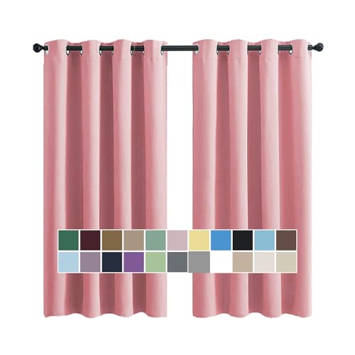 CHENG Vorhang, Ösen Schal Vorhang, Blickdicht Geräuschreduzierung Einfach Anzubringen, für Zimmer Küche Babyroom, 100x100cm(HöhexBreite), Rosa, 2er Set von CHENG