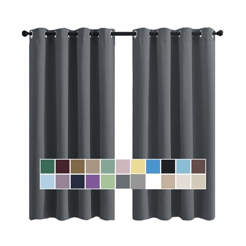 CHENG Vorhange, Thermo Gardinen, Verdunkelnd Thermo Schalldämmend, für Zimmer Küche Babyroom, 100x180cm(HöhexBreite), Grau, 2er Set von CHENG