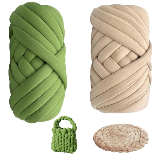 2 Stück Armstricken Wolle 500g/25m Chunky Wolle zum Handstricken 2 Farben XXL Chunky Yarn Wolle Dicke Schlauchgarn DIY Garn Strickwolle Handstrickgarn für Taschen, Decken, Tasche,DIY-Kunsthandwerk von CHENGCKJ