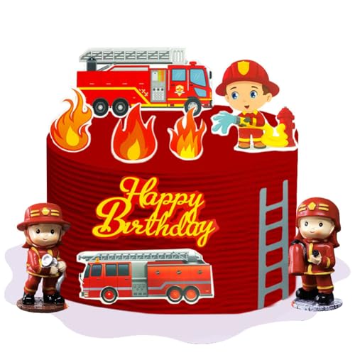 10PCS Feuerwehrauto Cake Topper,Feuerwehrmann Tortendeko Geburtstag Kuchen Deko Figuren Happy Birthday Kindergeburtstag Deko Torte Geburtstagsdeko Kuchendeko Feuerwehrmann Geburtstagsparty von CHENGLI