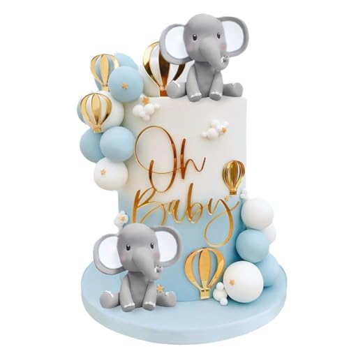 21Pcs Niedlicher Elefant Tiere Ornamente Kugeln Tortendeko Mini Schaumkugeln Cupcake Topper DIY Tortenaufsatz für Geburtstag Party Kinder Mädchen Junge Baby Shower von CHENGLI