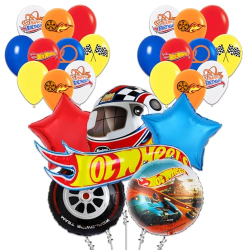 Auto Geburtstagsdeko, 26PCS Wheels Luftballon Set, Wheels Thema Party Dekoration, Wheels Thema Geburtstag Party Supplies wiederverwendbare Luftballons, für Kindergeburtstag Party Supplies Deko von CHENGLI