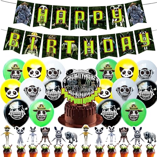 30PCS Zoon Geburtstag Party Zoono maly Dekorationsset Geburtstagsparty Dekorationen Zoon Happy Birthday Banner Torteneinlage Cupcake Topper Kinderthemenparty Luftballons von CHENGLI