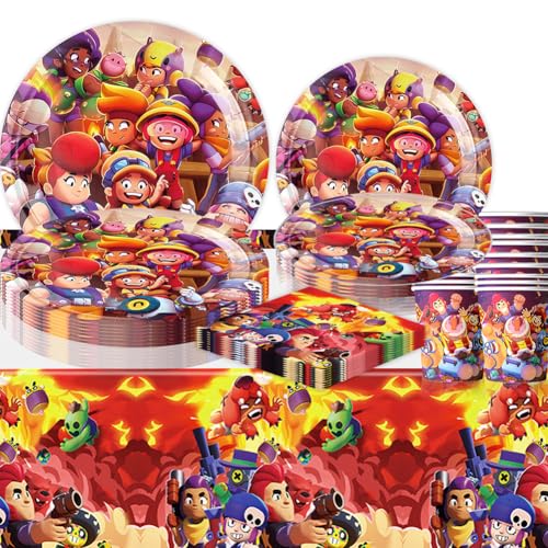 51PCS Brawl Partygeschirr Kindergeburtstag Set, Brawl Party Geschirr Brawl Geburtstag Deko, Brawl Kindergeburtstag Tischdeko Brawl Geburtstagsparty Zubehör Party Pappbecher Teller von CHENGLI